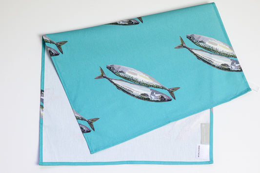 100& Cotton Cornish Mackerel Fish Tea Towel