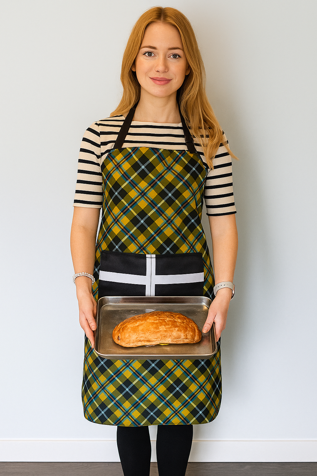 Cornish Tartan Apron with Cornish Flag Pocket