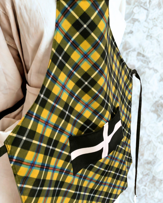 Cornish Tartan Apron with St Piran's Cornish Flag Pocket