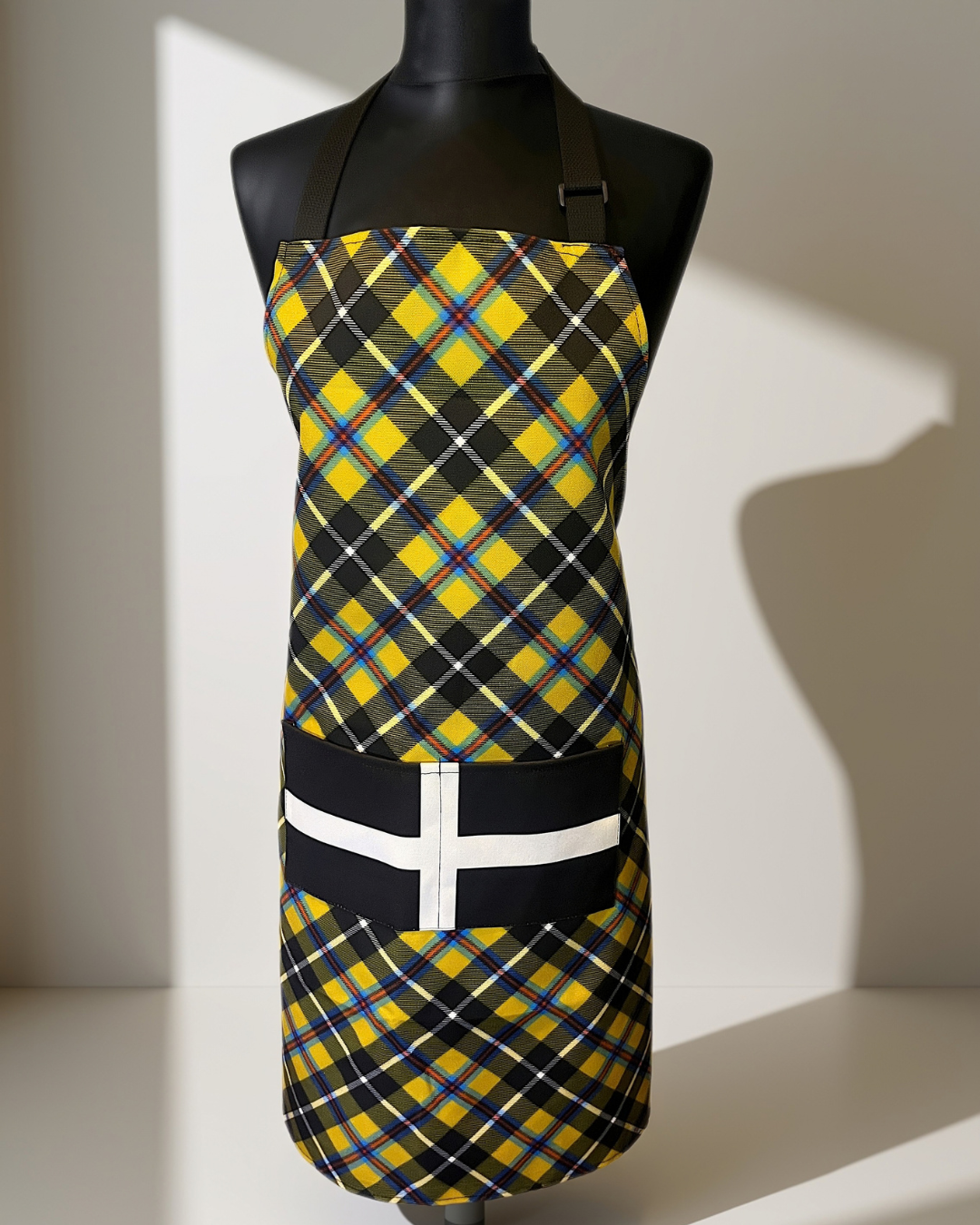 Cornish Tartan Apron with St Piran's Cornish Flag Pocket