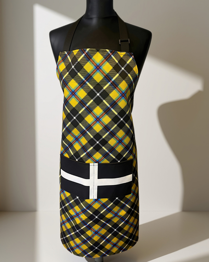 Cornish Tartan Apron with St Piran's Cornish Flag Pocket