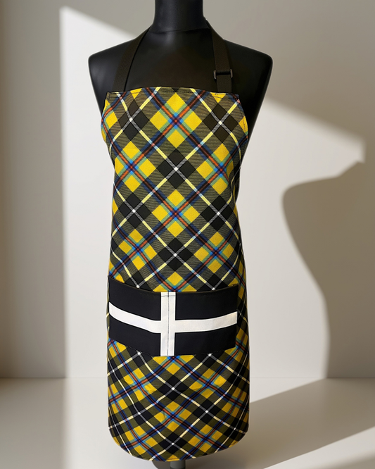 Cornish Tartan Apron with St Piran's Cornish Flag Pocket