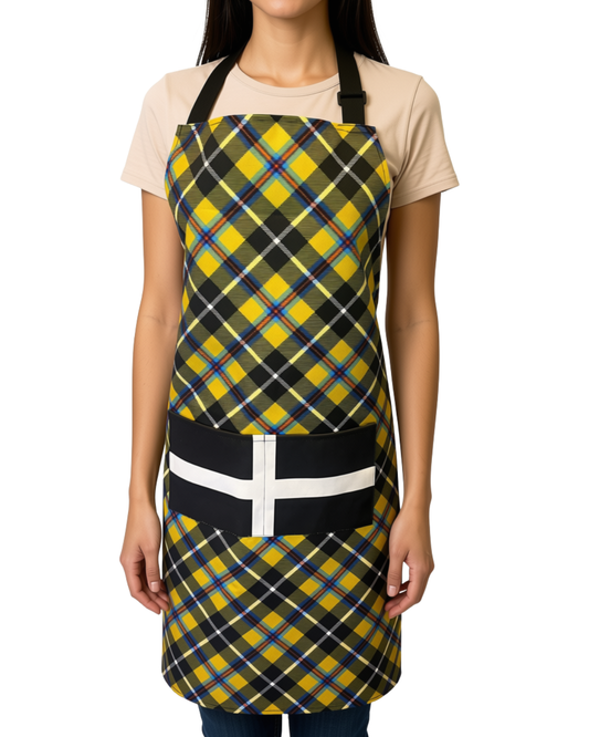 Cornish Tartan Apron with St Piran's Cornish Flag Pocket