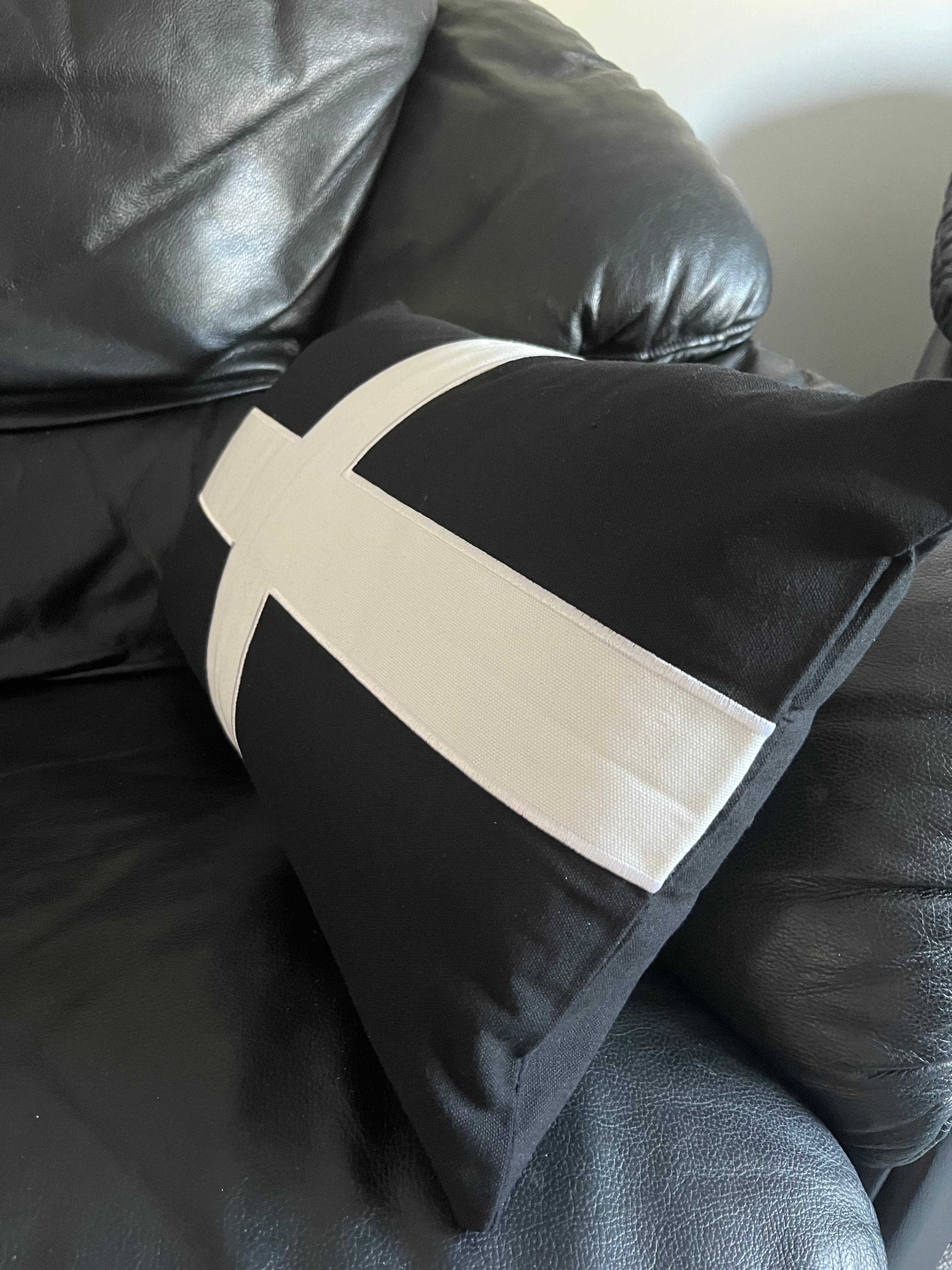 Black & White Cornish St Piran's Flag Cushion ~ Cornish Home